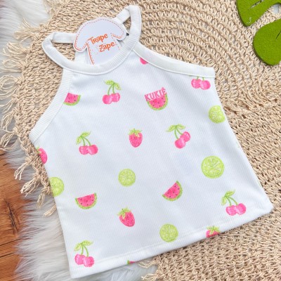 Conj. Regata Frutinhas e Short com Pochete de Melancia - Rosa 